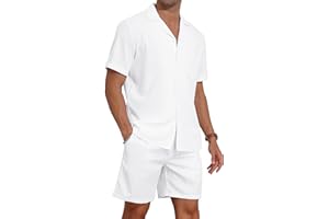 YTD Men's 2 Pieces Shirt Set Short Sleeve Button Down Casual Hippie Holiday Beach T-Shirts Shorts Outfits