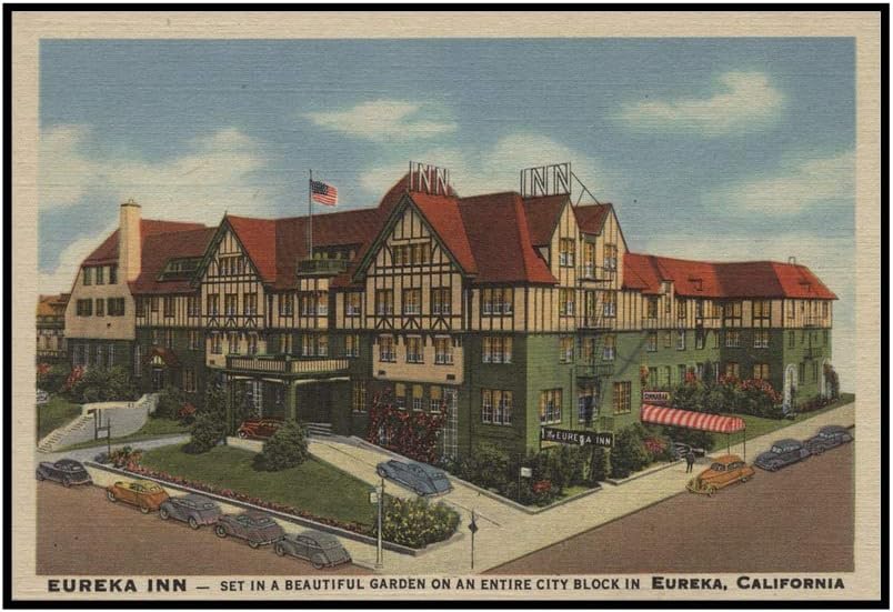 Eureka Inn Hotel View in Eureka, California (36x22 5/8 Framed Gallery Wrapped Stretched Canvas)