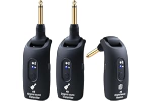WENTELMUSIC A9 Wireless Guitar System - 2.4GHz Guitar Accessories Transmitter Receiver, 24-bit 48KHz Audio, 100ft Range, No Latency, 4-Hour Rechargeable Battery, for Electric Bass (Black(2TX+1TX))