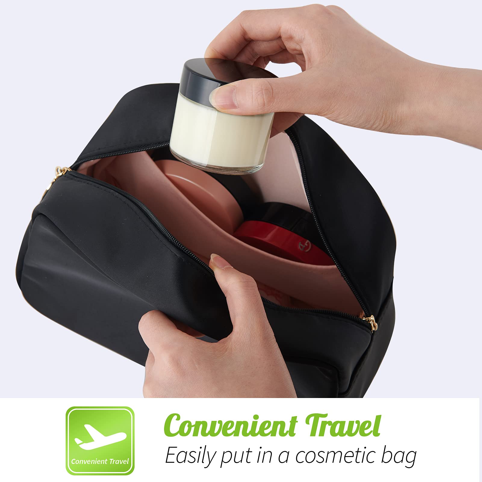 2oz Jars with Lids, HOA Kinh 30 Pack Clear Glass Jars Empty Cosmetic Containers Round Airtight Glass Jar with Inner Liners and black Lids for Storing Lotions, Powders, and Ointments