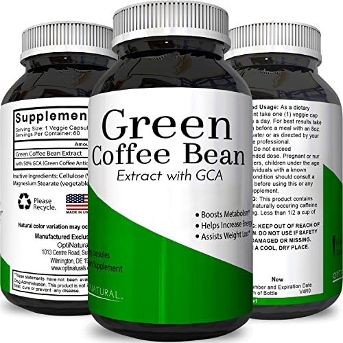 Pure Green Coffee Bean Extract Capsules - Lose Weight and Increase Energy Natural Nutritional Supplement with Chlorogenic Acid for Weight Management Boost Metabolism Immune System - Opti Natural