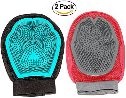 Pet Grooming Glove - ElecNova Pet Grooming&amp;Bathing Brush Grooming Massager Mitt Hair Remove Dematting Brush for Your Dog, Cat,Horse, Bunnie- Easy Clean&amp;Comfortable Massage for Long and Short Hair