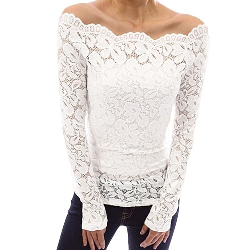 Amazon ladies lace tops Clearance