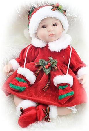 Amazon ソフト17インチ保育ベビーサンタクロースrebornモデル人形with帽子セーフシリコンリアルな赤ちゃん人形kids Toysファッションクリスマスギフト 青い目 17インチabout 43 Cmの患者with Anxiety Disorde 人形 ドール おもちゃ