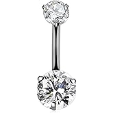 CIZME G23 Solid Titanium Belly Button Rings 14G CZ Belly Navel Rings 6mm 10mm Belly Bars