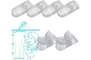 KINGWEE Thumb Shower Curtain Clips, Shower Splash Guard Holders, Bathtub Curtain Liner Clips for Windproof & Splash Water (Clear-6 Pack)