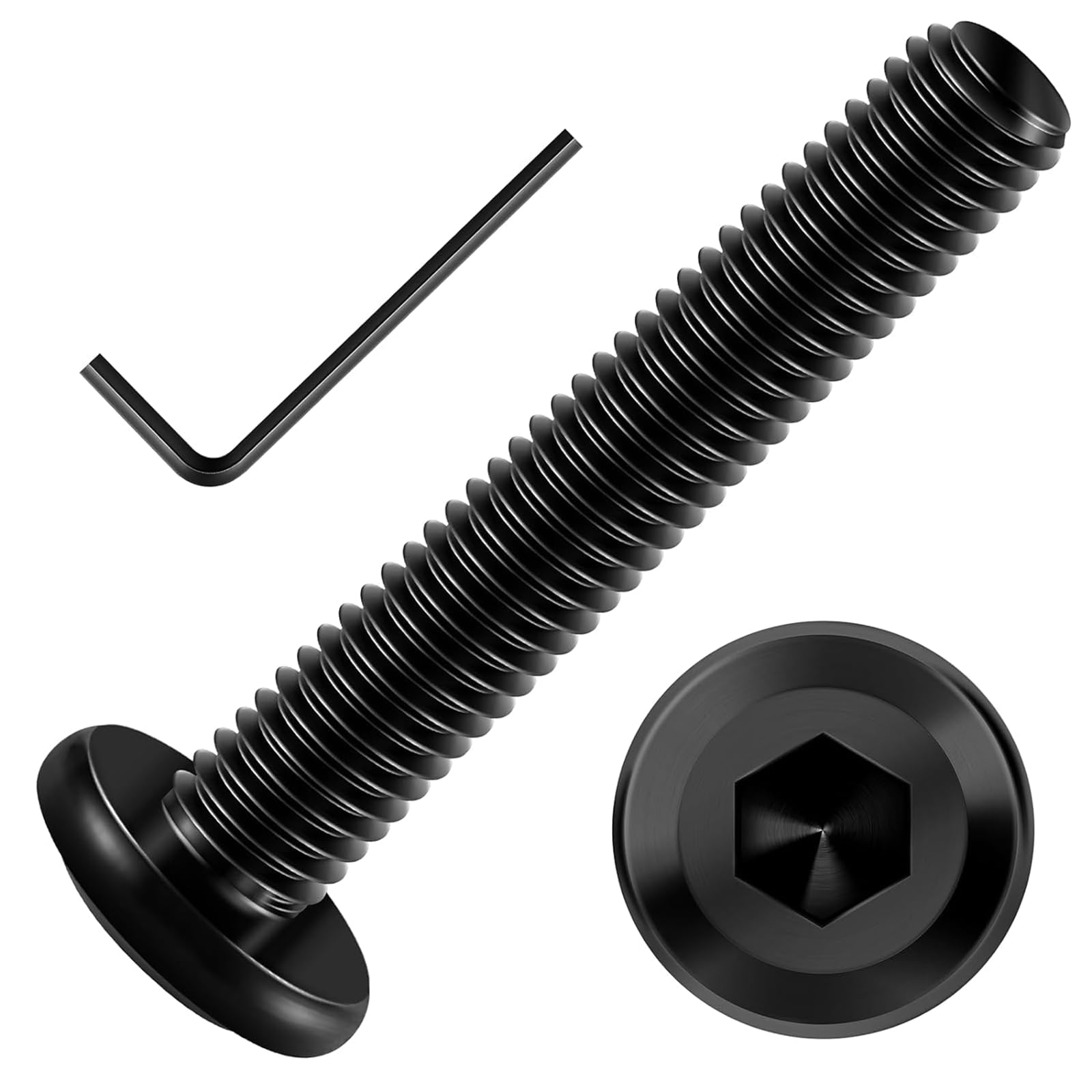 20PCs M5 x 40 Flat Head Screws, Hexagon Socket, Stainless Steel A2 V2A, Full Thread Black Oxide with Hex Key