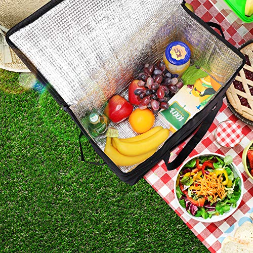 Glotoch XL Insulated Grocery Bags Set of 5-Include 2 Insulated Bags,1pc Grocery Bag,2pcs Mesh Produce Bags. Washable, Reinforced Bottom and Handles Insulated Grocery Shopping Bags for hot or Cold Food