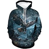 WHNBCW Novelty American Bald Eagle Hoodie Funny Eagle Graphic Sweatshirts