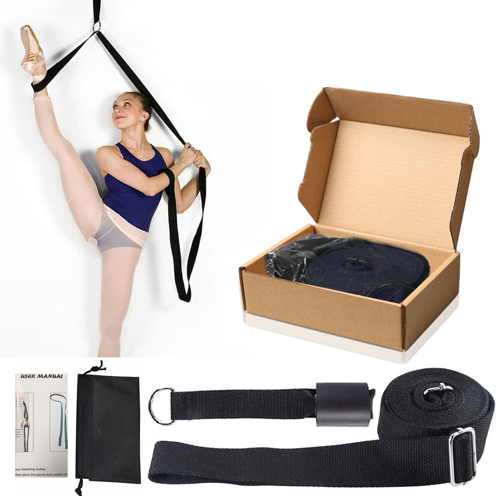 KimDaro Leg Stretcher, Door Flexibility & Stretching Leg Strap - Great for Ballet Cheer Dance Gymnastics or Any Sport Leg Stretcher Door Flexibility Trainer Premium Stretching Equipment (Black)