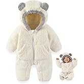 XIFAMNIY Newborn Winter Snowsuit Baby Bear Outfit Fleece Warm Jumpsuit Outwear Romper Clothes for Infant Girls Boys