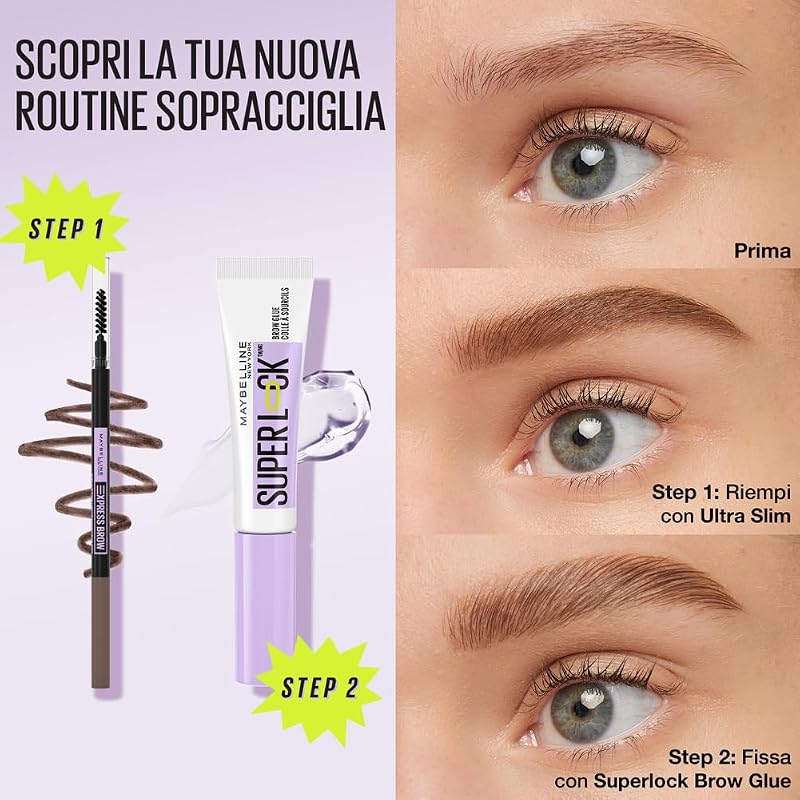 New York Super Lock Brow Glue, Gel Sopracciglia Trasparente Fissante 24h, 7ml