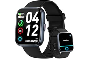 FITPOLO Smart Watches for Men Android & iPhone, 1.8" Alexa Built-in Smartwatches Fitness Tracker Watch with Bluetooth Calls, IP68 Waterproof, Heart Rate/Sleep/SpO2 Monitor, 110 Sport Modes - Black