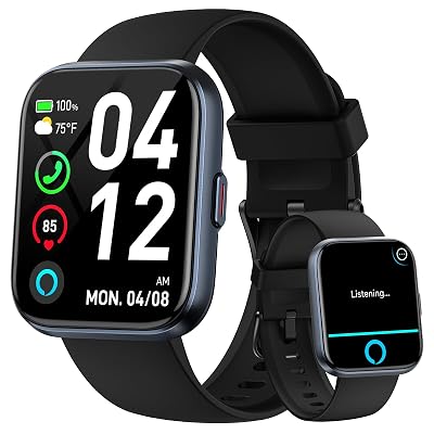 Smart Watches for Men Android & iPhone, 1.8" Alexa Built-in Smartwatches Fitness Tracker Watch with Bluetooth Calls, IP68 Waterproof, Heart Rate/Sleep/SpO2 Monitor, 110 Sport Modes - Black