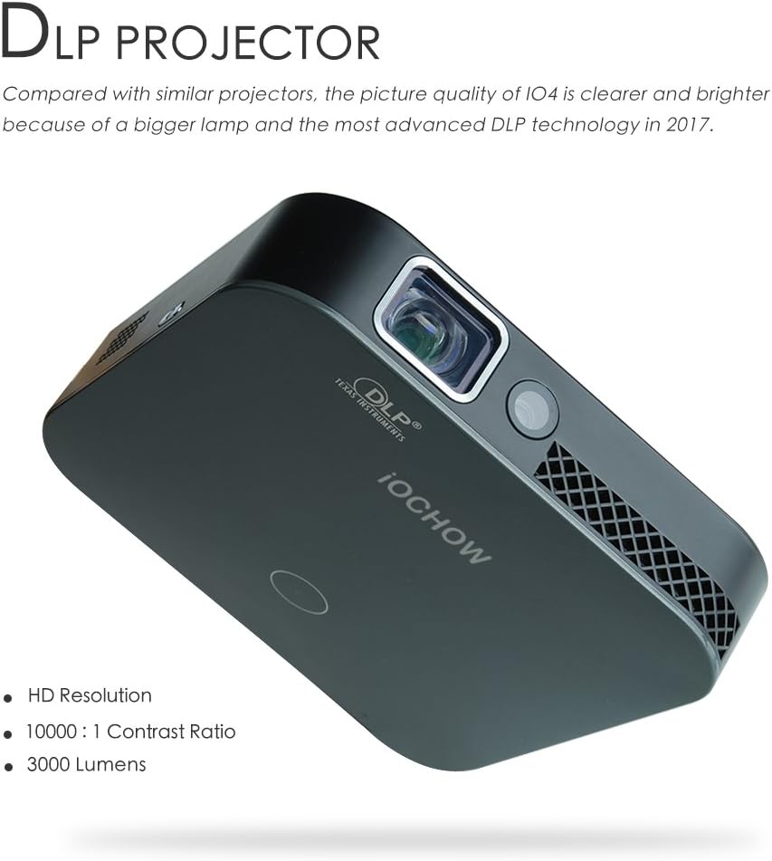 iOCHOW IO4 Mini Proyector, 1080P HD Con DLP 3000 Lúmenes ...