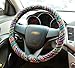 Fontic Anti-Slip & Sweat-absorbent Automotive Steering Wheel Cover - Ethnic Style Flax Cloth Wrap Cover Fit for Auto Car Steering Wheel with 37cm/14.5