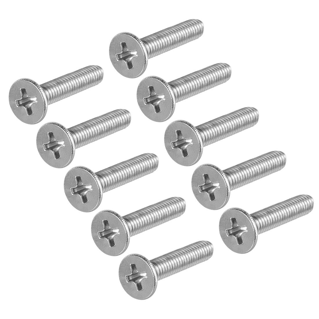 sourcing map M4x18mm Flat Head Machine Screws Phillips Cross Screw 304 Stainless Steel Fasteners Bolts 50Pcs