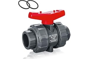 BOLTIGEN PVC Union Ball Valve, 1" Inch (DN25) True Union Full Flow Ball Valve with ASTM EPDM O-ring, Slip Socket, Full Port for Water System