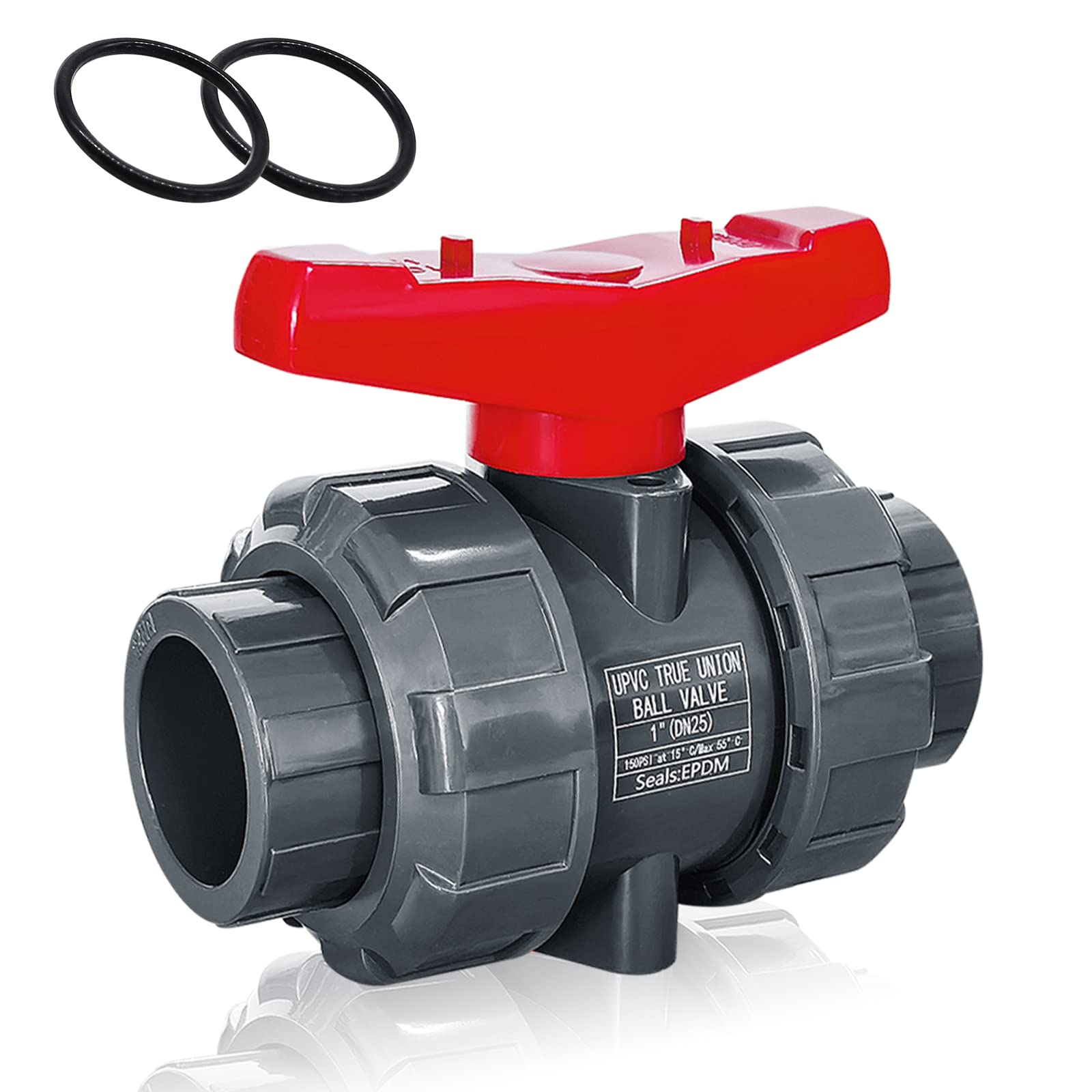 Photo 1 of PVC Union Ball Valve, 1" Inch (DN25) True Union Full Flow Ball Valve with ASTM EPDM O-ring, Slip Socket, Full Port for Water System