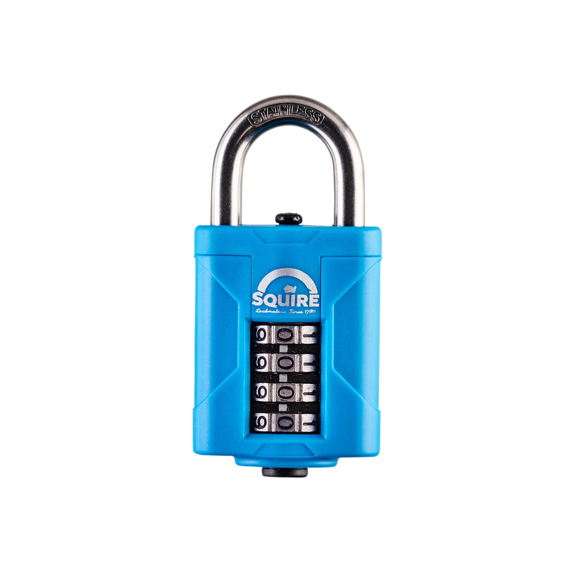 Squire Heavy Duty Padlock (CP40S) - Toughest Steel Shackle - 4 Wheel Combination Padlock - Stainless Steel for Corrosion Resistance - Weatherproof Lock for Home, School & Garage (Marine Blue, 40 mm)