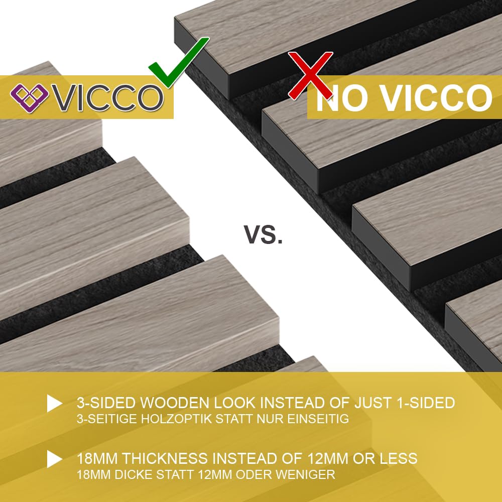 Vicco Wandpaneele Akustikpaneel, Braun, 4 Stück 4