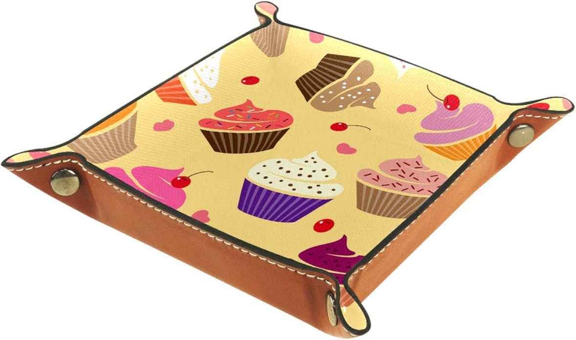 Kleine Aufbewahrungsbox,Herren-Valet-Tablett,Kuchen Kirsche ,Leder