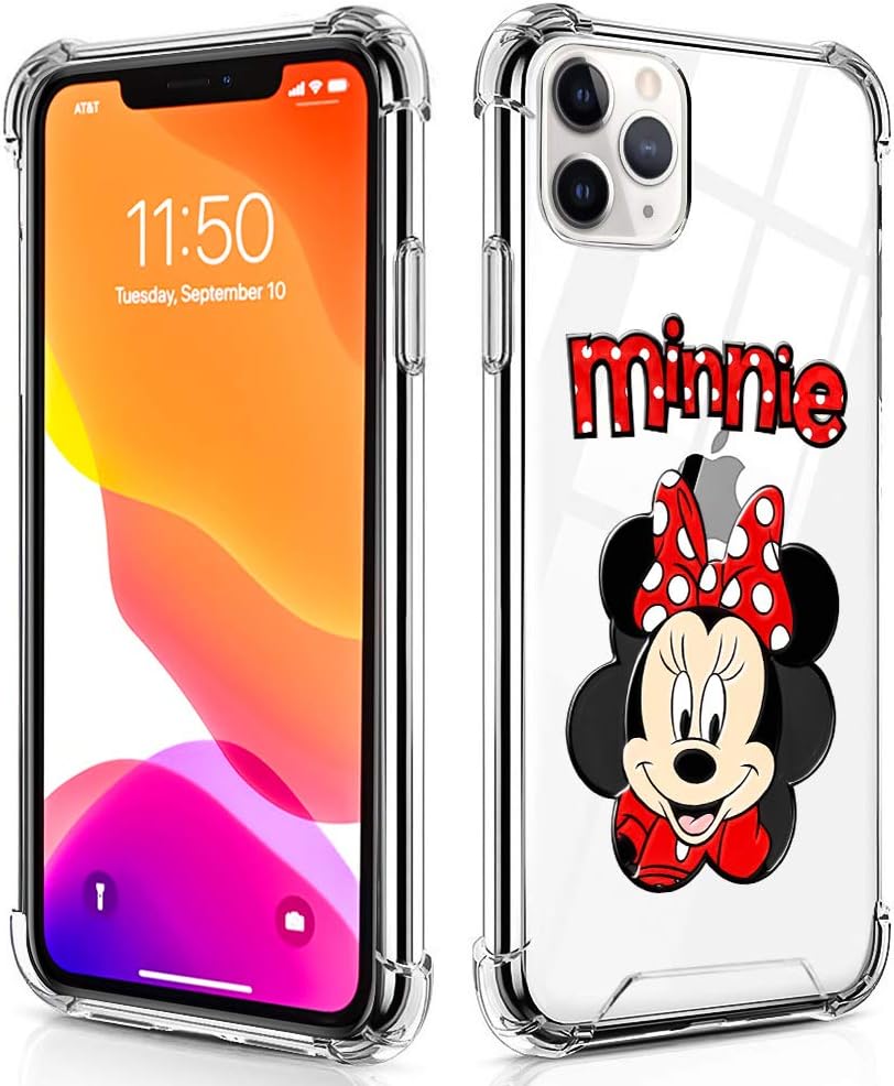 DISNEY COLLECTION iPhone 11 Pro Max Case Clear 6.5 Inch 2019 Cartoon Character Cute Minnie Mouse Design Hybrid TPU+PC Shock Absorption Anti Scratch Protective Case for iPhone 11 Pro Max