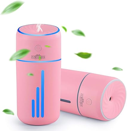 Amazon 小型 加湿器 卓上 次亜塩素酸水対応 アロマディフューザー 加湿器 コードレス 超静音 Usb接続 車用加湿器 除菌 7色変換ledライト 空気浄化機 空焚き防止 部屋 車載 オフィス 乾燥 花粉症対策 350ml カップ型 持ち運び便利 ピンク Zuweemek 加湿器 通販