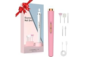 MMK Electric Nail Drills with LED Light，5 in 1 Electric Nail File，Professional Pedicure Tools for Feet，4 Speed Cordless Nail Drill Care Hand and Foot ，Electric Remover Care Your Skin and Nail （Pink）