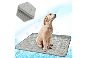 MeiLiMiYu Washable Dog Cooling Mat Ice Silk Pet Self Cooling Pad Blanket for Indoor & Outdoor Car Seats (Grey, 28x22 in)