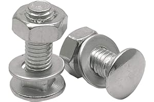 BVO 20 Sets Long Square-Neck Carriage Bolts Set,Carriage Bolts Set w/Nuts & Flat Washers,Zinc-Plated,Carbon Steel Grade 4.8,Plain Finish,Fully Threaded(M8-1.25X20mm)