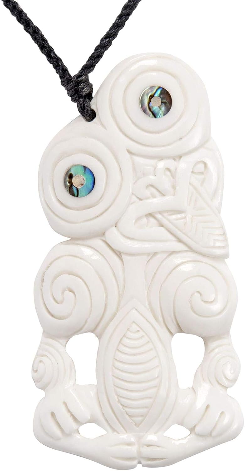 Collier Pendentif Hei Tiki En Jade Néphrite Sculpté - Pierre Verte Naturelle, Style Abalone, Marque 81stgeneration