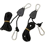 247Garden 1/8" Adjustable-Height Grow Light Fixture Ratchet Hangers with Steel Hooks, 7' Nylon Ropes, Max Weight 150lb for Indoor Gardening Horticulture Reflectors & Fixtures, Hydroponics