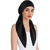 DOCILA Chemo Headwear for Women Solid Color Pre Tied Lightweight Cancer Patients Skull Cover Cap Turban Head Wrap Beanie Hat