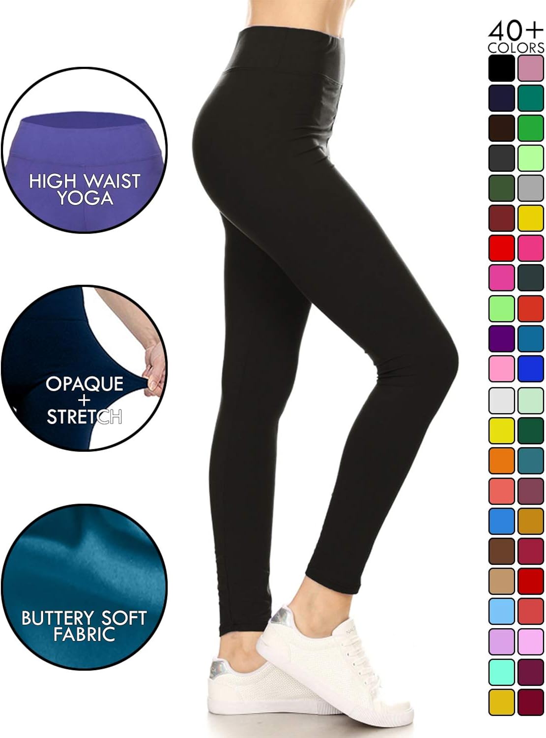 Leggings Depot High Waisted Solid Yoga Leggings at  Women’s Clothing store