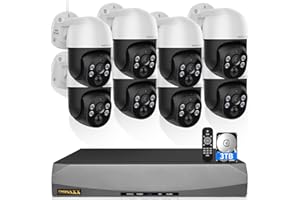 OOSSXX 4K PT PoE Outdoor Wired Security Camera System Home Wired Cameras Video Surveillance