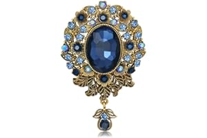 KOKOMA Vintage Teardrop Diamond Brooch Pin for Women Men Crystal Elegant Flower Badge Brooches Lapel Pins Scarf Clip Boutonniere Corsage for Clothes Dress Hats Bags Accessory