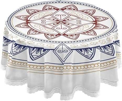 Amazon テーブルクロス 食卓カバー 魔法陣 曼荼羅 インド風 曼陀羅 上品 テーブルマット 円形 北欧 撥水加工 汚れ防止 家庭用 高密度 おしゃれ ポリエステル素材 直径150cm テーブルクロス オンライン通販