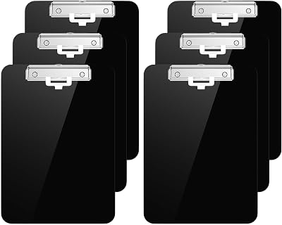 Hongri Plastic Clipboard with Pen Holder 12.5 x 9 in Pack of 6 Black