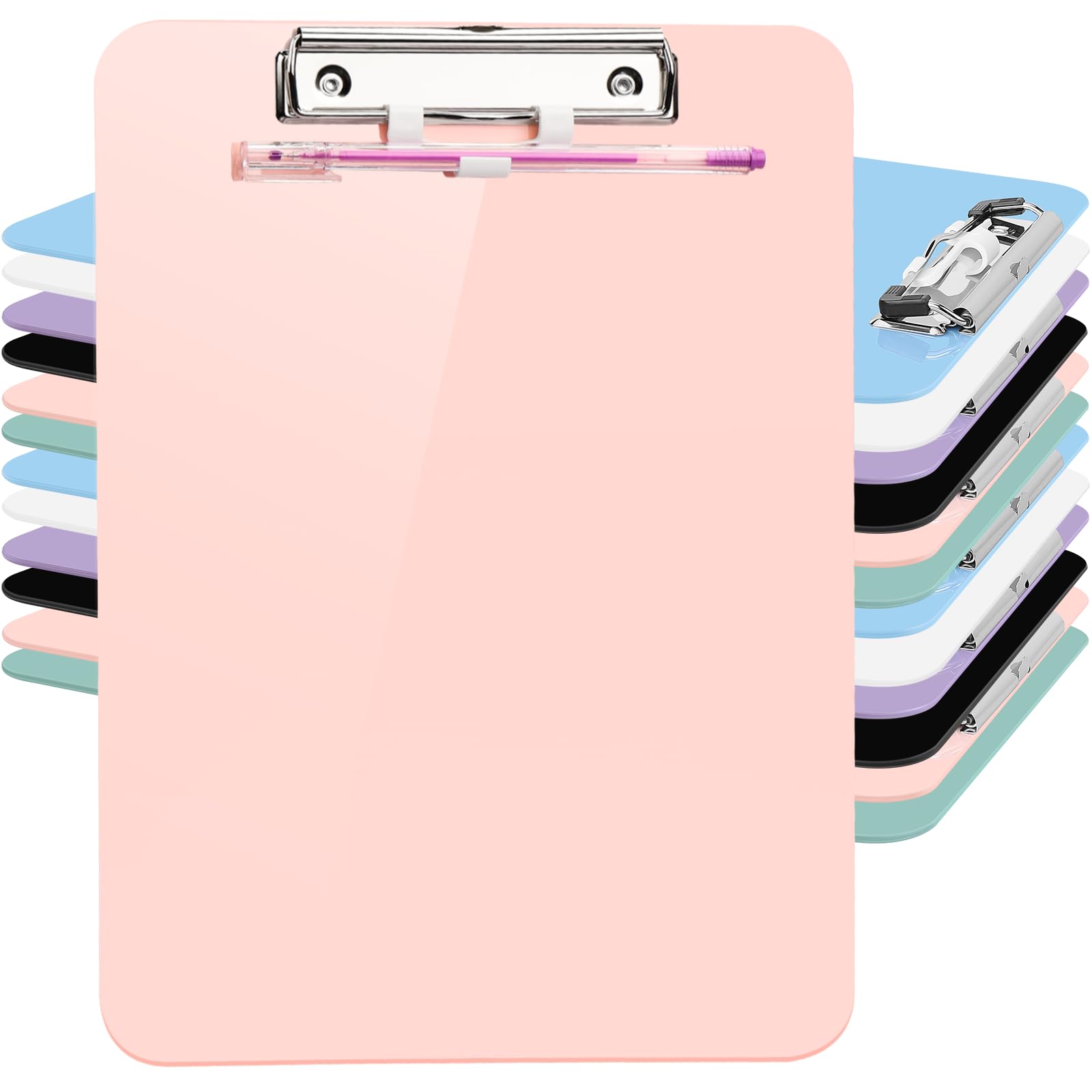 Photo 1 of 1 PCS A4 Clipboards,Plastic Clipboard with Pen Holder,Clip Boards 8.5x11 with Low Profile Clip,Cute Hanging Clipboard for School Office Supplies Clipboards for Kids,Portable Clip Board for Nurse-Pink