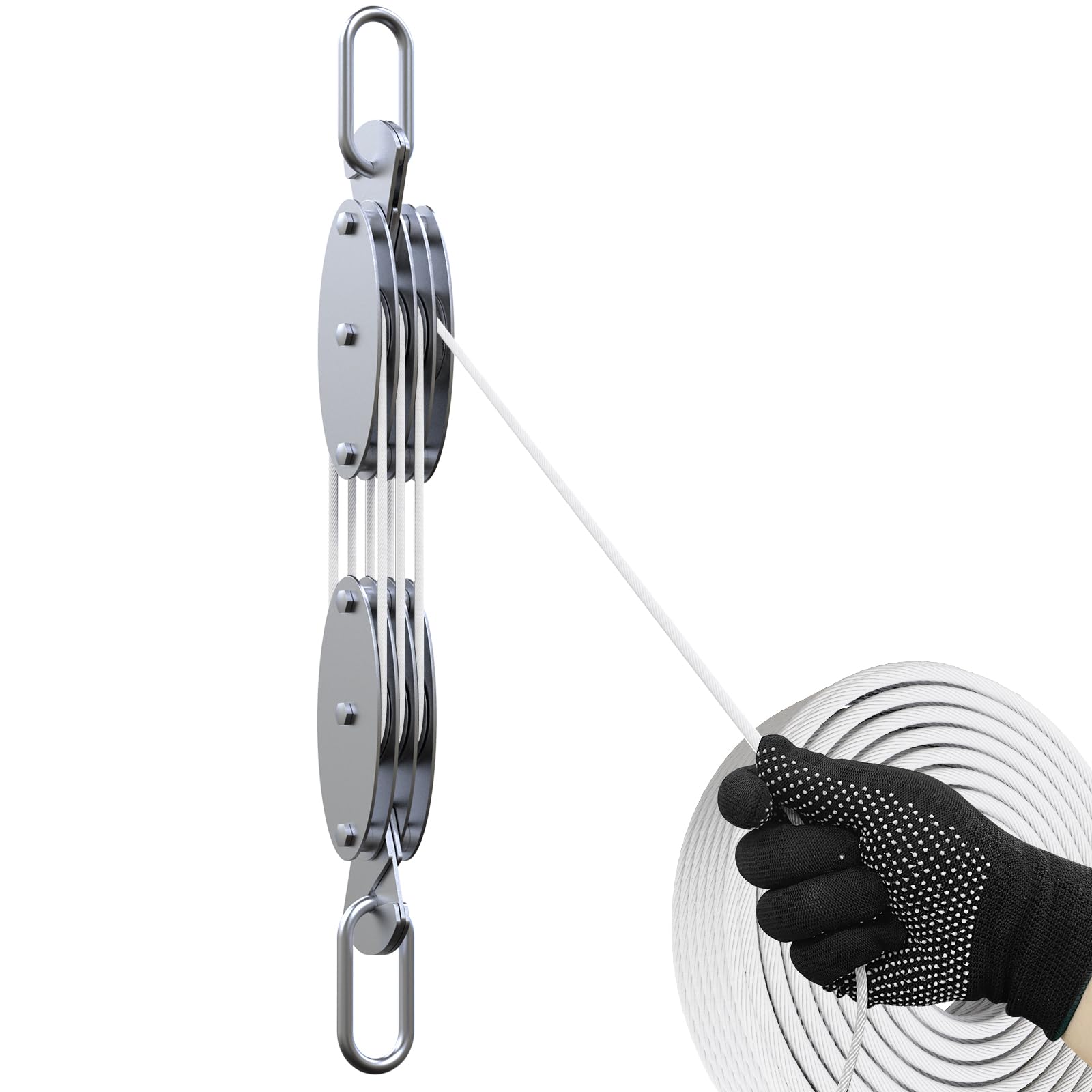 Photo 1 of KITUYOTO Block and Tackle Pulley System 60FT Rope Pulley Hoist Pulley System for Garage Kayak and Deer Hoist with Rope Pulley for Nylon