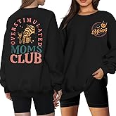 Overstimulated Moms Club Sweatshirt Women Funny Printed Crewneck Sweatshirts Casual Mama Pullover