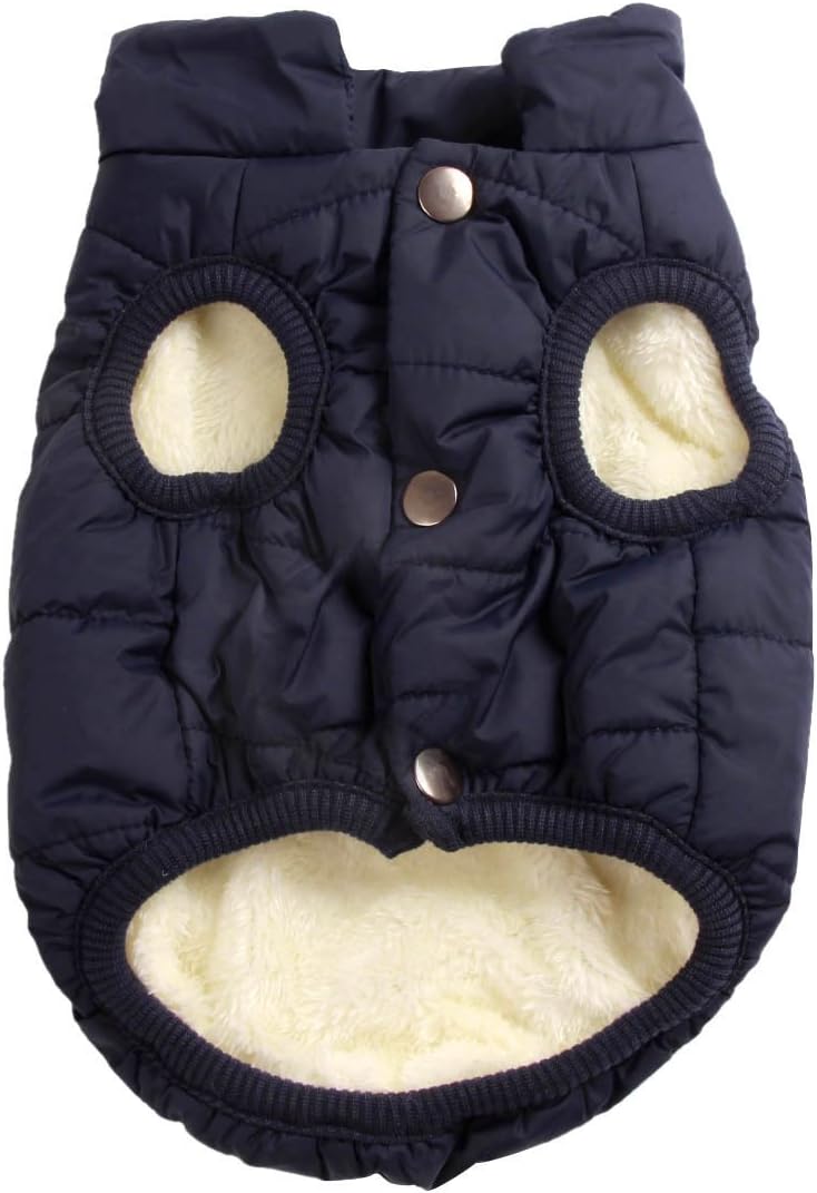 JoyDaog 2 Layers Fleece Lined Super Warm Dog Jacket for Winter Cold Weather,Extra Soft Puppy Vest Windproof Doggie Coat,Blue XXXL