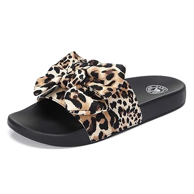 leopard slip on sandals