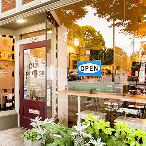 Business Hours Sign, Open Closed Push Pull Door Signs Kit - Vinyl Number Stickers & 2 Adhesive Hooks Included, Perfect for Business Store Bar Office Window