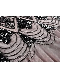 PrettyGuide Vestido de noche para mujer, estilo años 20, con solapa, para cóctel, sirena, talla grande