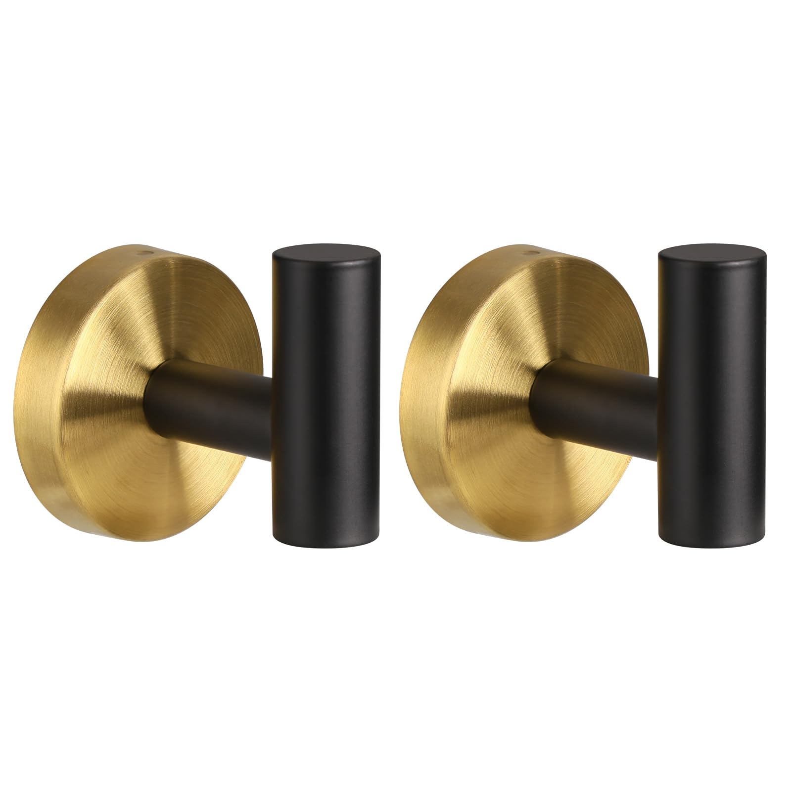 YUET 2 Pcs Bathroom Towel Hook,Screw in Metal Coat Hooks, Heavy Duty 10kg Capacity, Robe Hook SUS 304 Stainless Steel Door Hanger Towel Robe Clothes Closet Sponges Holder(Black & Gold) — image 1