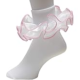 Tip Top Girls Double Ruffle Socks - Big Full Organza with Trim Pageant Fanfare Foldover Ankle Style