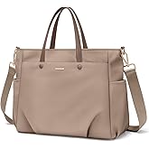Laptop Tote Bag 15.6 Inch, Computer Shoulder Bag Large Work Tote Bag for Women, Laptop Carrying Case Stylish Handbag for Business Travel (Champagne)