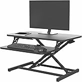 VIVO Black 28 in Standing Desk Converter, DESK-V028S | Height Adjustable, Stand Up Desk Riser, Wide Keyboard Tray, Dual Monitor and Laptop Workstation, Black Frame, V Series